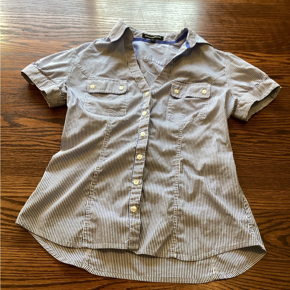 Express Blue and White Striped Shirt